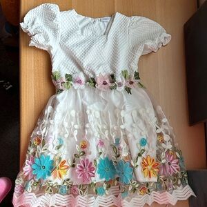 2-3 yrs Floral Embroidered White Kids Dress